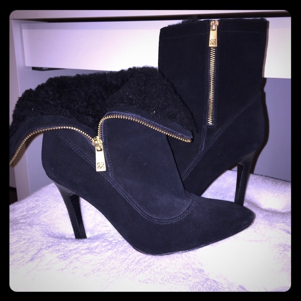Coach Black suede fur lined booties